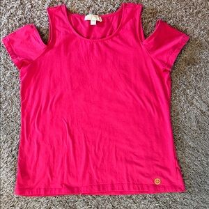 Michael Kors Women's Pink Cold Shoulder Top